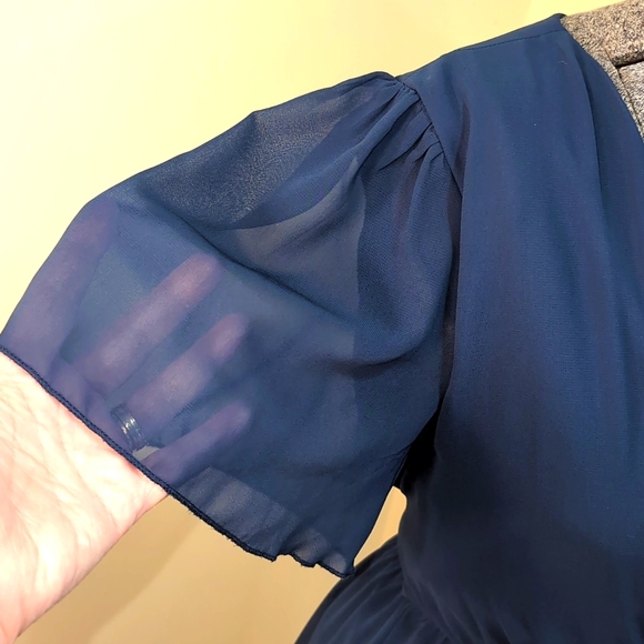 Women's Elegant Navy Blue Maxi Dress - Picture 7 of 11